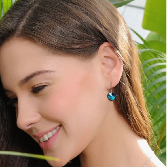 NWOT Heart Shaped Cyrstal Earrings - Picture 4 of 7